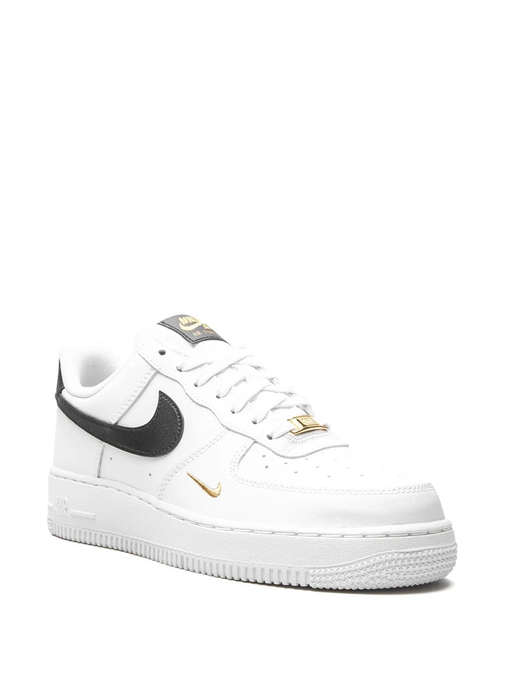 Nike Air Force 1 Low '07 Essential White Black Gold Mini Swoosh (unisex)