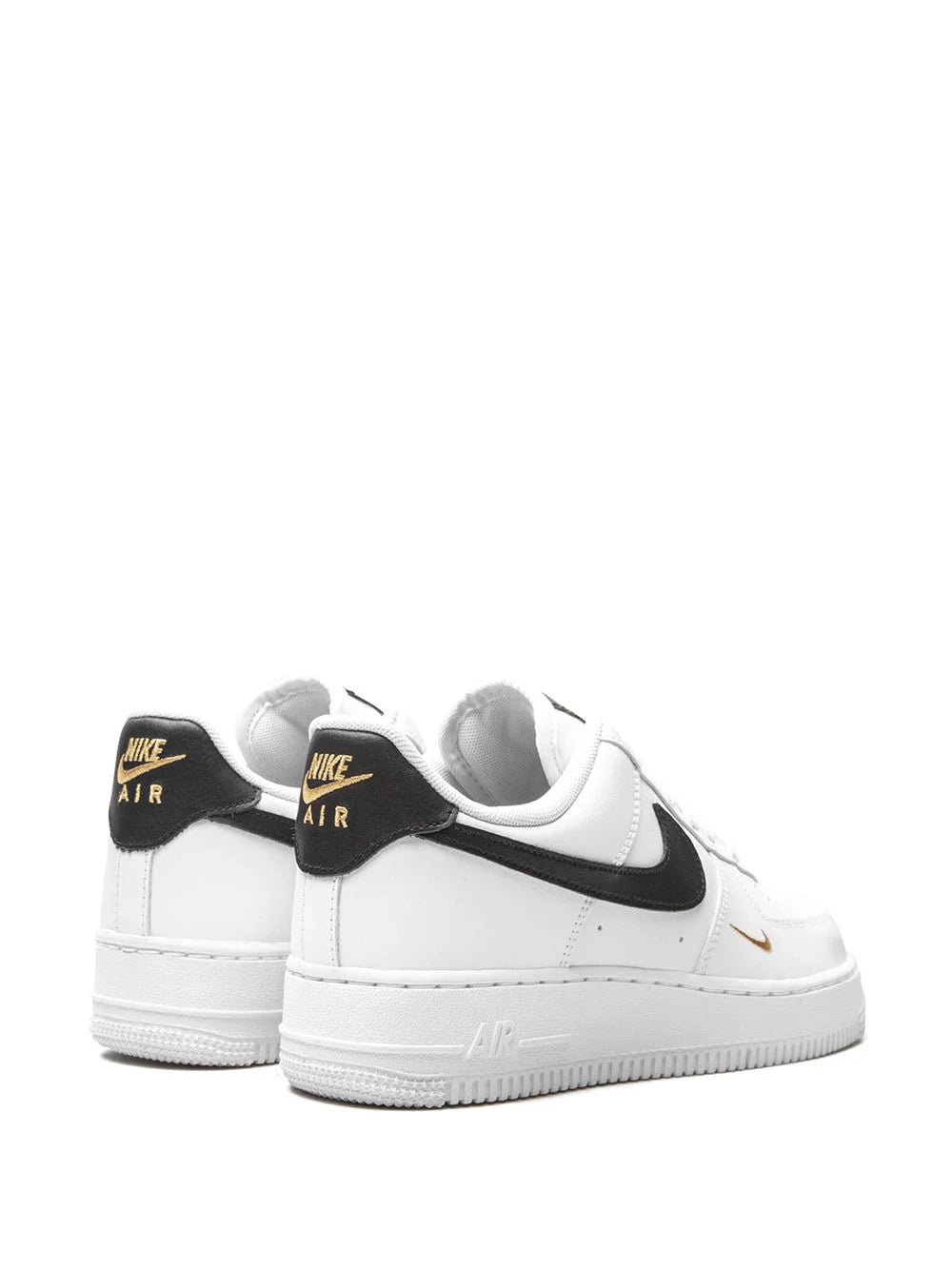 Nike Air Force 1 Low '07 Essential White Black Gold Mini Swoosh (unisex)